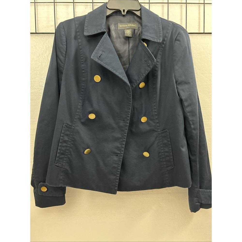 Banana Republic Women 8‎ Double Breasted Jacket Navy Blue Nautical 1685